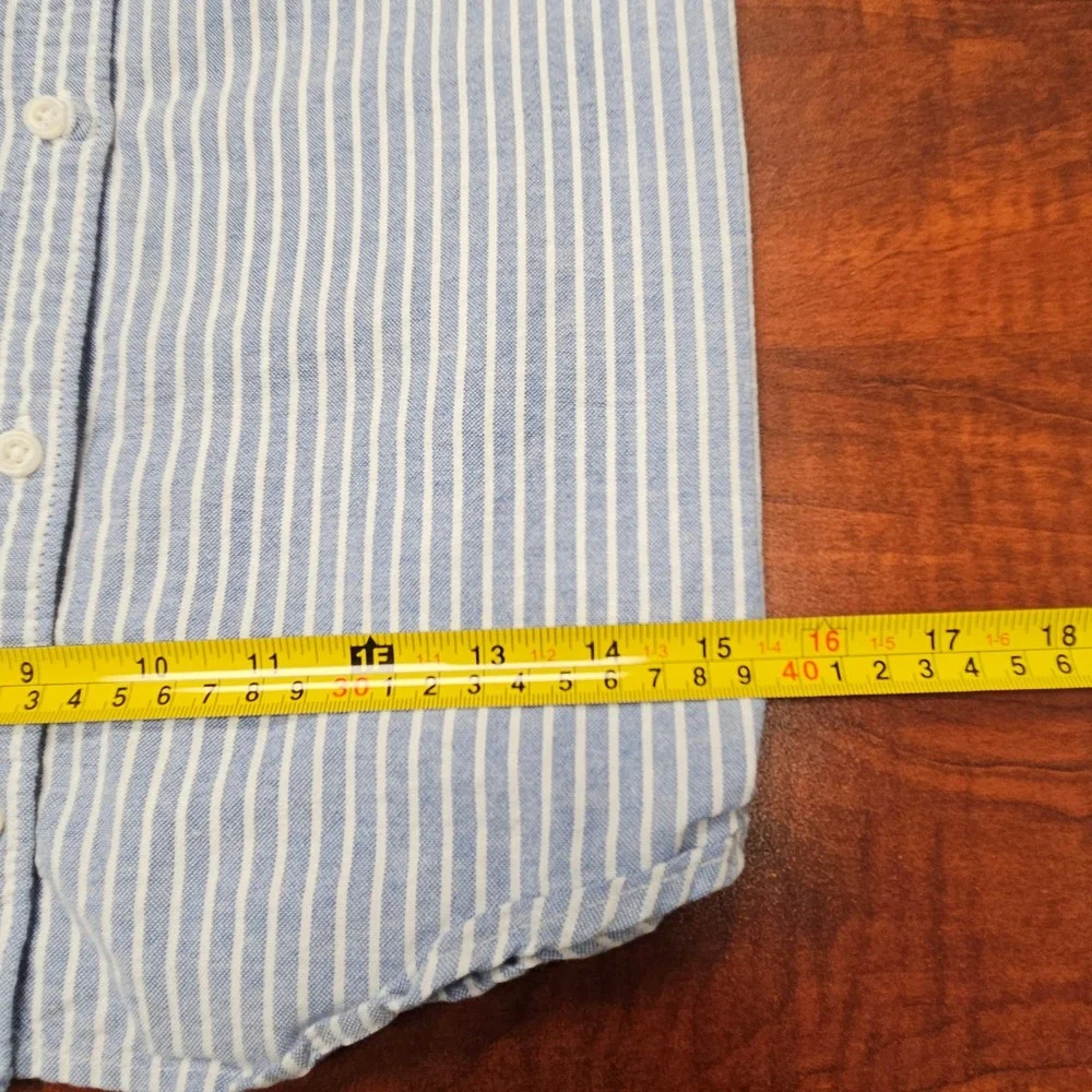 SO Blue Stripe Open Back Button Down Shirt Dress Coastal Preppy Cottagecore XS